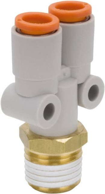 SMC PNEUMATICS KQ2U09-34AS Push-to-Connect Tube Fitting: Y-Connector, 1/8" Thread, 5/16" OD
