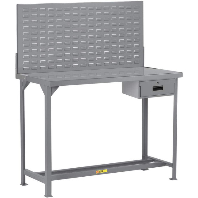 Little Giant. WST1-246036LPDR Stationary Work Benches, Tables; Bench Style: Heavy-Duty Use Workbench ; Edge Type: Square ; Leg Style: Fixed with Pre-Drill Holes for Anchoring ; Depth (Inch): 24 ; Color: Gray ; Maximum Height (Inch): 60