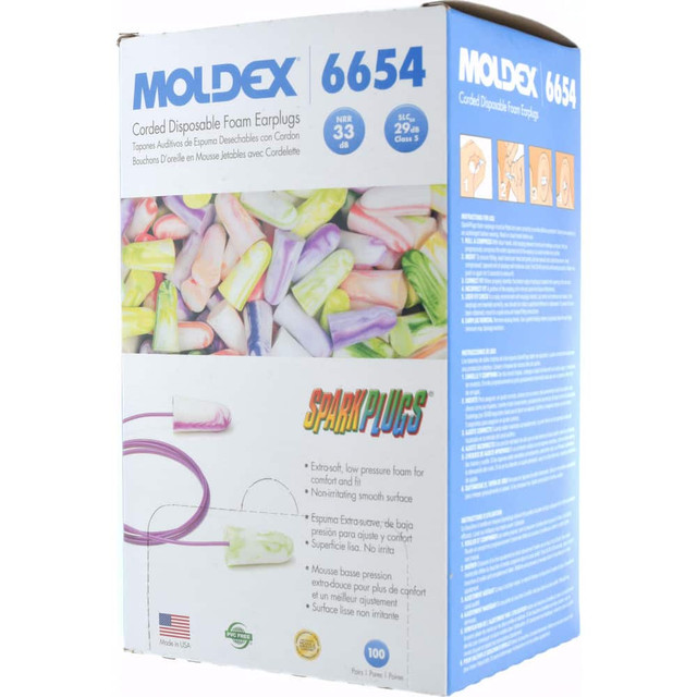 Moldex 6654 Earplugs: Non-PVC Foam, Bullet, Roll Down, Corded