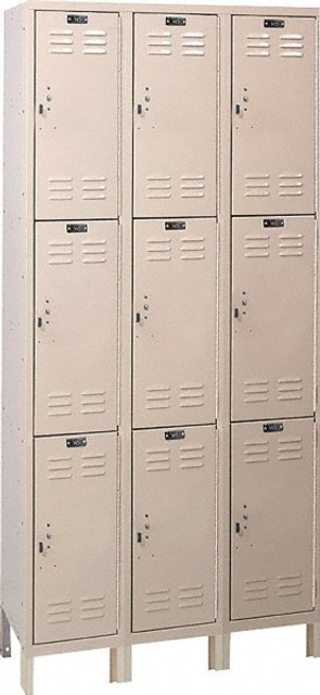 Hallowell UH3258-3A-PT 3-Wide Locker: 12" Wide, 14" Deep, 78" High, Padlock