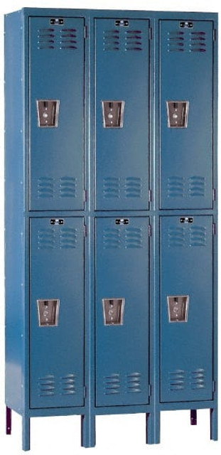 Hallowell U3228-2MB 3-Wide Locker: 12" Wide, 11" Deep, 78" High, Padlock