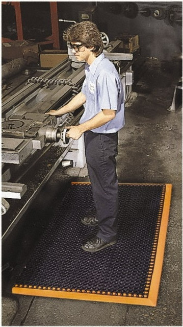 Notrax 549S2840OB Anti-Fatigue Mat: 40" Length, 28" Wide, 7/8" Thick, Nitrile Rubber, Beveled Edge, Heavy-Duty