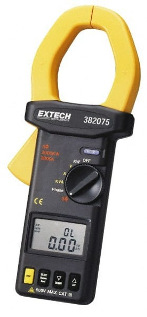 Extech PQ2071 Power Meters; Number of Phases: 3 ; Meter Type: AC Power Clamp Meter ; Application: AC Power Quality; Motor/Generator Installation and Repair; Energy Audits ; Maximum Current Capability (A): 1000.00 ; Power Factor: 1 ; Peak Capture: Yes