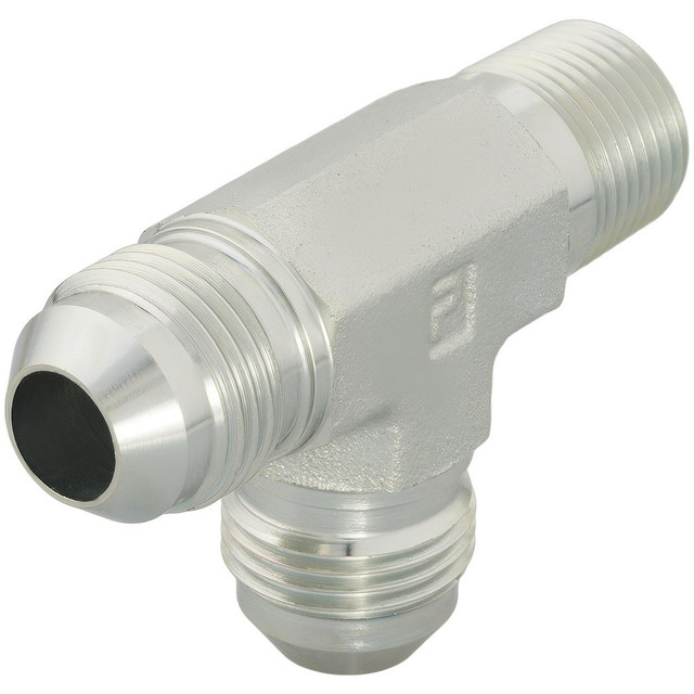 Parker 4 RTX-S Steel Flared Tube Male Run Tee: 1/4" Tube OD, 1/8 Thread, 37 ° Flared Angle