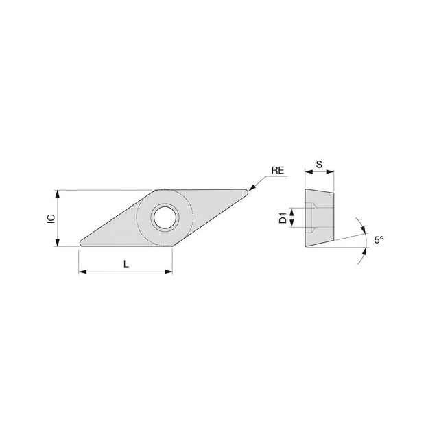 Tungaloy 6998385 Turning Inserts; Insert Style: VBMT ; Insert Size Code: 331 ; Insert Shape: Diamond 350 ; Included Angle: 35degree ; Inscribed Circle (Decimal Inch): 0.3750 ; Corner Radius (Decimal Inch): 0.0157