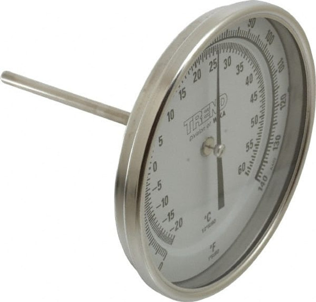 Wika 50040A004G4 Bimetal Dial Thermometer: 0 to 140 ° F, 4" Stem Length
