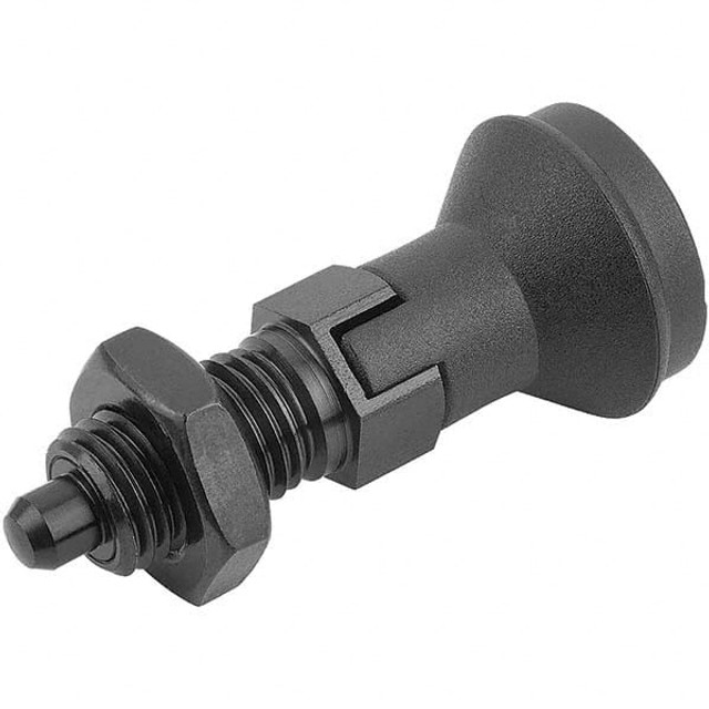 KIPP K0339.4410 M20x1.5, 25mm Thread Length, 10mm Plunger Diam, Hardened Locking Pin Knob Handle Indexing Plunger