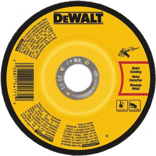 DeWALT DW4545 Depressed Center Wheel: Type 27, 6" Dia, Aluminum Oxide