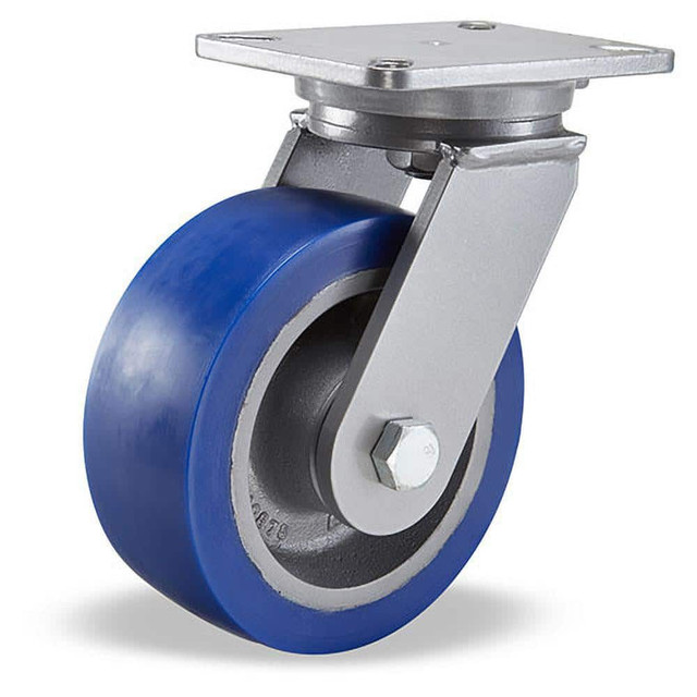 Hamilton S-CH-83SPB Swivel Top Plate Caster: Polyurethane, 8" Wheel Dia, 3" Wheel Width, 2,000 lb Capacity, 10-1/2" OAH