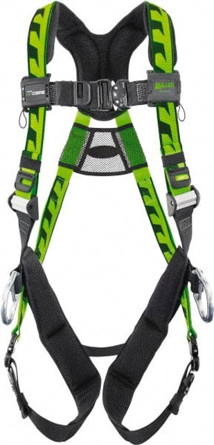 Miller ACA-QC-D2/3XLGN Fall Protection Harnesses: 400 Lb, AirCore Back and Side D-rings Style, Size 2X-Large & 3X-Large, Polyester