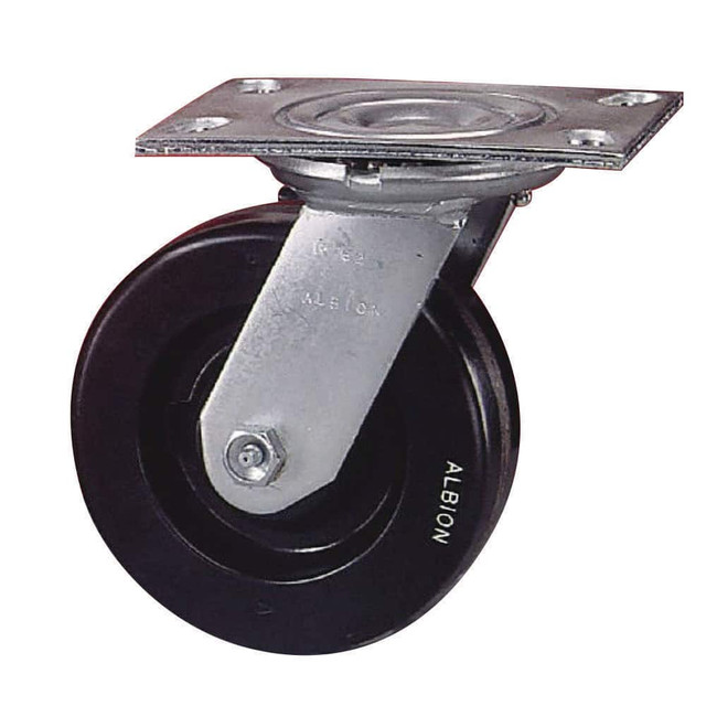 Albion 62PD08201R Rigid Top Plate Caster: Polyurethane, 8" Wheel Dia, 2" Wheel Width, 1,500 lb Capacity, 10-1/8" OAH