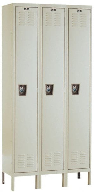 Hallowell URB3228-1A-PT 3-Wide Locker: 12" Wide, 11" Deep, 78" High, Padlock