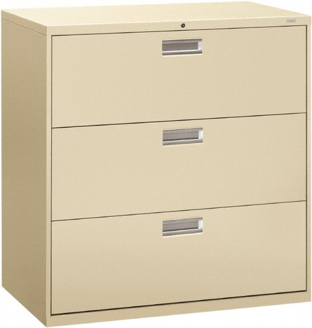 Hon HON693LL Horizontal File Cabinet: 3 Drawers, Steel, Putty