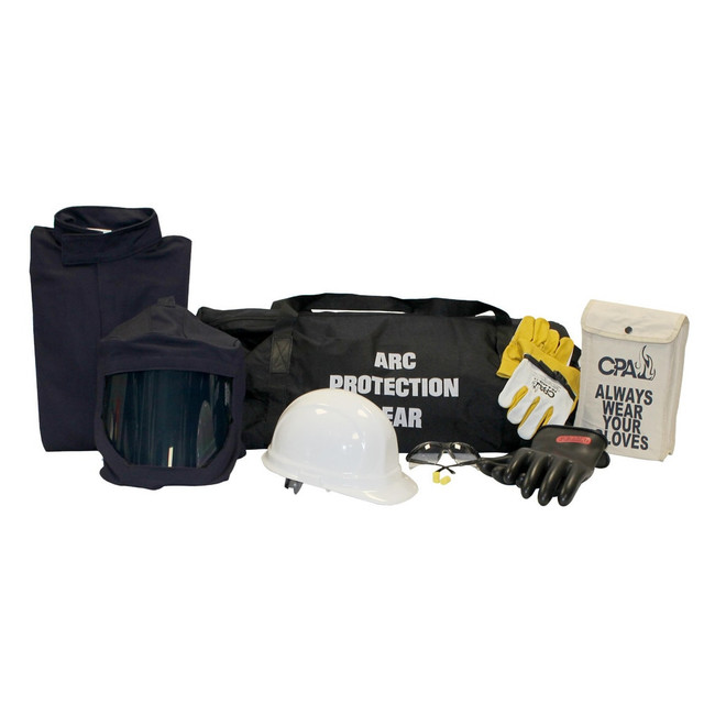 Chicago Protective Apparel AG20-CV-4XL-8.5 Arc Flash Clothing Kits; Protection Type: Arc Flash ; Garment Type: Coveralls; Hoods ; Maximum Arc Flash Protection (cal/Sq. cm): 20.00 ; Size: 4X-Large ; Glove Type: Electrical Protection Gloves ; Head or Face Protection Type: Electrical Protection Hoods