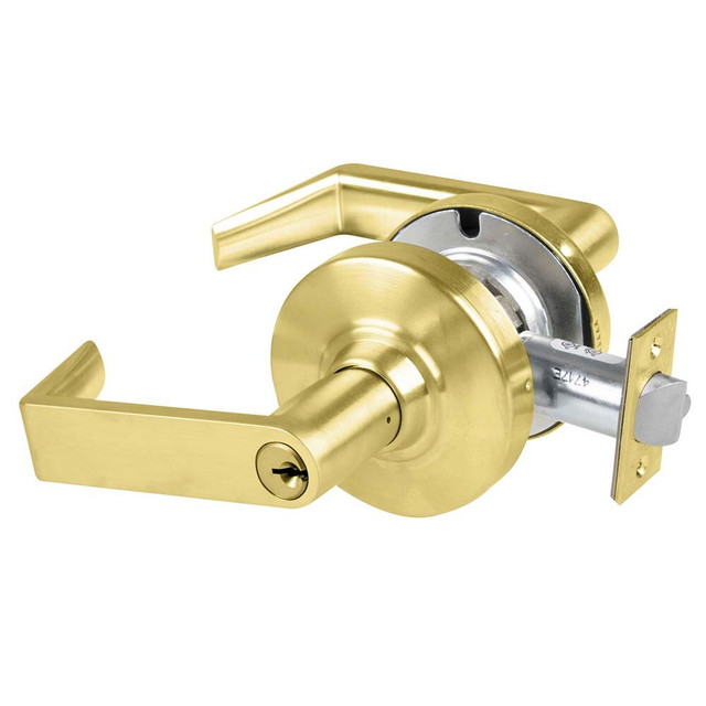 Schlage ALX53P RHO 606 Lever Locksets; Door Thickness: 1 3/8 - 1 3/4; Key Type: Keyed Alike; Back Set: 2-3/4; For Use With: Commerical installation; Finish/Coating: Polished Brass; Satin Brass; Material: Brass; Material: Brass; Door Thickness: 1 3/8 