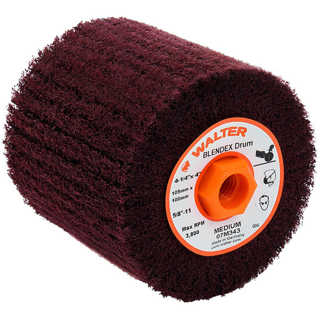 WALTER Surface Technologies 07M343 Unmounted Flap Wheels; Abrasive Type: Non-Woven ; Abrasive Material: Aluminum Oxide ; Outside Diameter (Inch): 4-1/4 ; Face Width (Inch): 4 ; Center Hole Size (Inch): 5/8 ; Grade: Medium