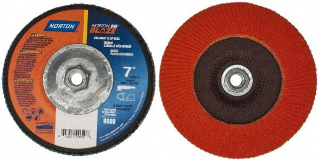 Norton 66254461068 Flap Disc: 5/8-11 Hole, 80 Grit, Ceramic, Type 27