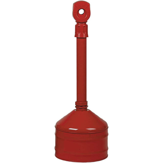 Justrite. 26810R Cigarette-Waste Receptacles & Butt Cans; Type: Cigarette Butt Can; Cigarette/Cigar Receptacle; Material: Steel W/ Polyethylene Cap; Volume Capacity (Gal.): 2.50; Wall Mount: No; Height (Decimal Inch): 34.000000; Diameter (Inch): 11.5