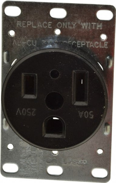 Cooper Wiring Devices 1254-BOX Straight Blade Single Receptacle: NEMA 6-50R, 50 Amps, Self-Grounding