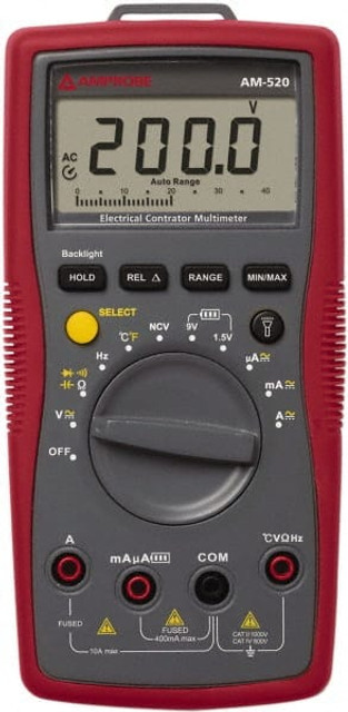 Amprobe AM-520 CAT III, Digital & Manual Ranging Multimeter: 600 VAC/VDC