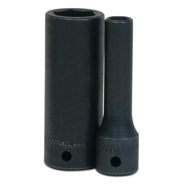 Williams 14M-614 Impact Sockets; Number Of Points: 6 ; Drive Style: Square ; Overall Length (mm): 82.55mm ; Material: Steel ; Finish: Black Oxide ; Insulated: No