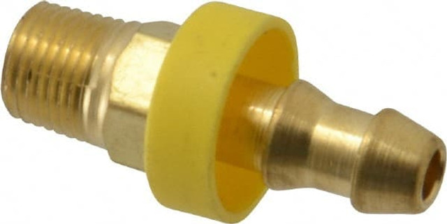 Eaton 10004B-102 Barbed Push-On Hose Male Connector: 1/8-27 NPT, Brass, 1/4" Barb