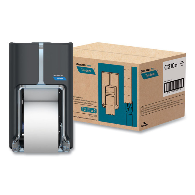 CASCADES TISSUE GROUP PRO C310 Tandem No Touch High Capacity Bath Tissue Dispenser, 7 x 6.6 x 12, Gray