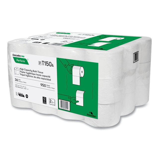 CASCADES TISSUE GROUP PRO T150 Perform High-Capacity Bathroom Tissue for Tandem Dispensers, Septic Safe, 2-Ply, White, 950 Sheets/Roll, 36 Rolls/Carton