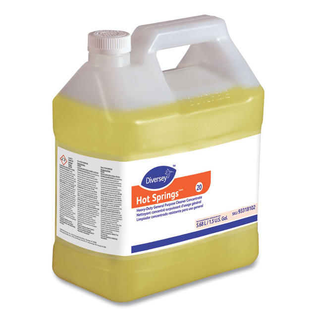 DIVERSEY 93318102 Hot Springs Heavy-Duty General Purpose Cleaner, Citrus Scent, 6 qt Bottle, 2/Carton