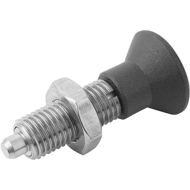 KIPP K0343.02516 M24x2, 50mm Thread Length, 16mm Plunger Diam, Hardened Locking Pin Knob Handle Indexing Plunger