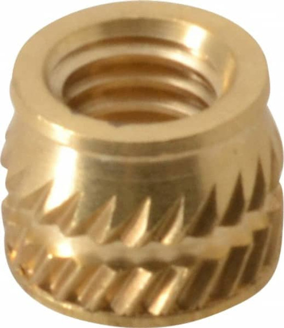 E-Z LOK TH-132-SV #10-32, 0.267" Small to 0.277" Large End Hole Diam, Brass Single Vane Tapered Hole Threaded Insert