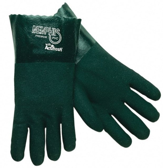 MCR Safety 6414 Chemical Resistant Gloves: Large, 59 mil Thick, Polyvinylchloride, Supported