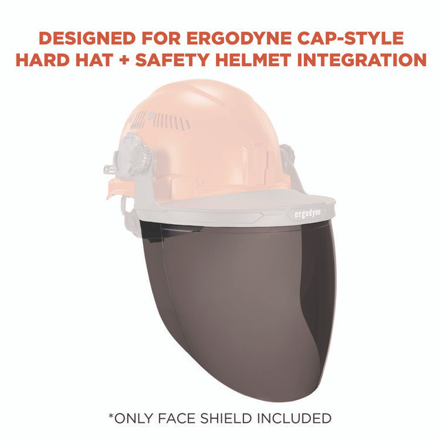 TENACIOUS HOLDINGS, INC. ergodyne® 60250 Skullerz 8997 Anti-Scratch/Anti-Fog Face Shield Replacement, Cap-Style/Safety Helmet, Smoke Lens
