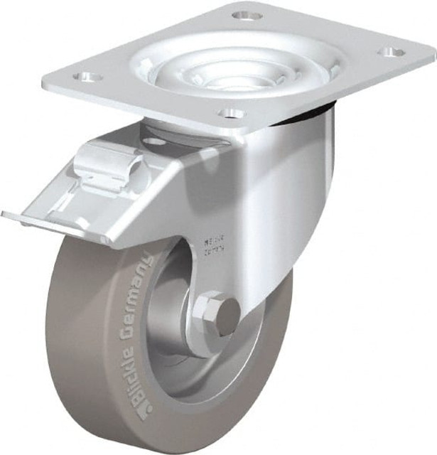 Blickle 375527 Swivel Top Plate Caster: Solid Rubber, 5" Wheel Dia, 1-37/64" Wheel Width, 550 lb Capacity, 6-7/64" OAH