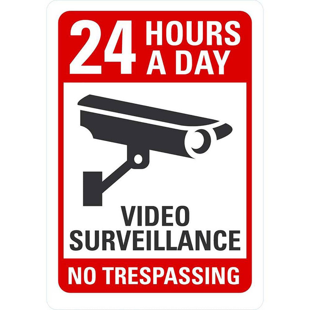 Lyle Signs U1-1001-RA10X14 24 Hours A Day Video Surveillance No Trespassing, Reflective Engineer Grade, 0.04 Aluminum Sign, 10Wx14H