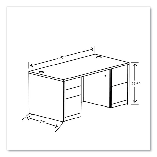 HON COMPANY 105892PINC 10500 Series Double Pedestal Desk with Full Pedestals, 60" x 30" x 29.5", Pinnacle