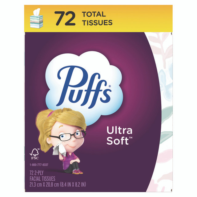 PROCTER & GAMBLE Puffs® 97788 Ultra Soft Facial Tissue, 2-Ply, White, 72 Sheets/Box, 24 Boxes/Carton