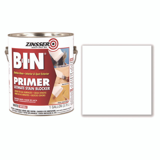 RUST-OLEUM CORPORATION Zinsser® 901 BIN Shellac-Base Interior and Spot Exterior Primer, Interior, Flat White, 1 gal Bucket/Pail, 4/Carton