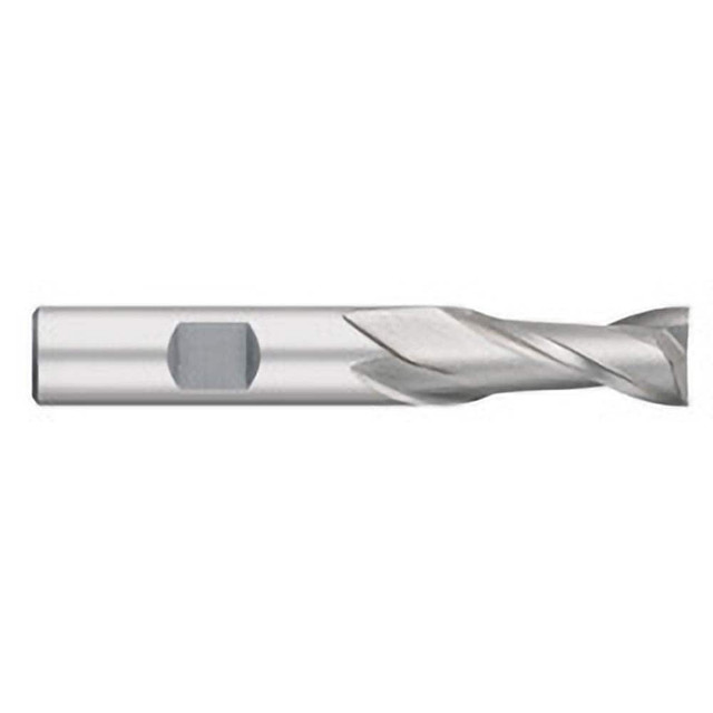 Titan USA TE82717 Square End Mill:  0.4375" Dia, 0.8125" LOC, 0.375" Shank Dia, 2.5" OAL, 2 Flutes, Cobalt