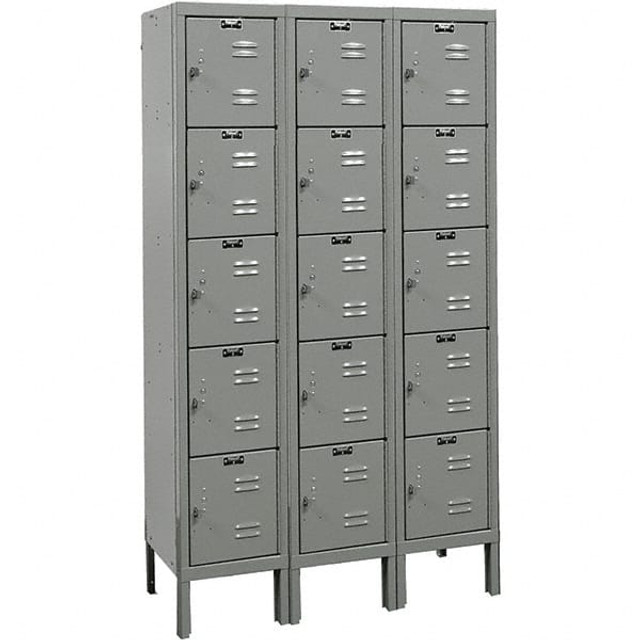 Hallowell U3256-5HG 3-Wide Locker: 12" Wide, 66" High, Padlock