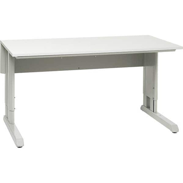 Treston US-10049561P Stationary Work Benches, Tables; Bench Style: Work Bench ; Edge Type: Molded ; Leg Style: C-Leg (Cantilever); Manual Height Adjustment ; Depth (Inch): 30in ; Color: Gray ; Load Capacity (Lb.): 1100