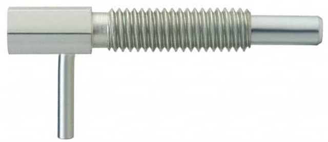 Vlier FRM12 M12x1.75, 1.11" Thread Length, 7mm Plunger Diam, 4.5 N Init to 22.3 N Final End Force, Steel Locking L Handle Plunger