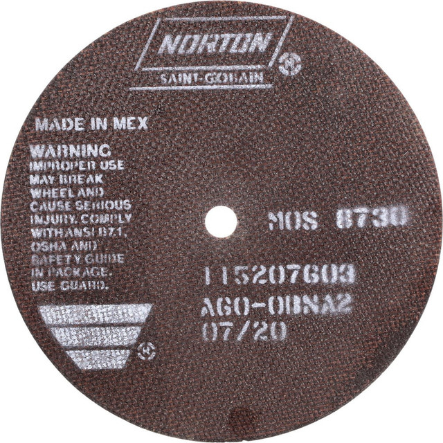 Norton 66252938816 Cutoff Wheel: 7" Dia, 0.06" Thick, 1/2" Hole, Aluminum Oxide