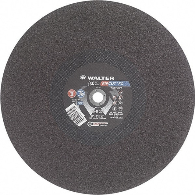 WALTER Surface Technologies 10B203 Cut-Off Wheel: Type 1, 20" Dia, 3/16" Thick, 1" Hole, Aluminum Oxide