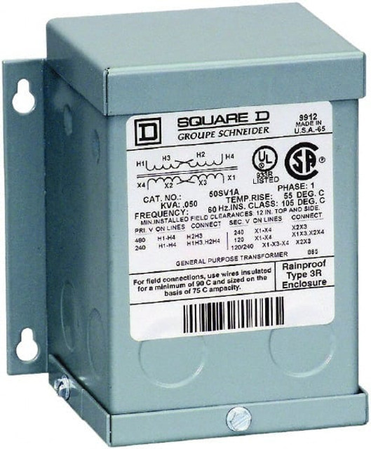 Square D 2S51F General Purpose Transformers; Power Rating (kVA): 2.0000 ; Input Voltage: 600 ; Output Voltage: 120/240 V ; Number of Phases: 1 ; Recommended Environment: Indoor; Outdoor ; Standards Met: RoHS Compliant