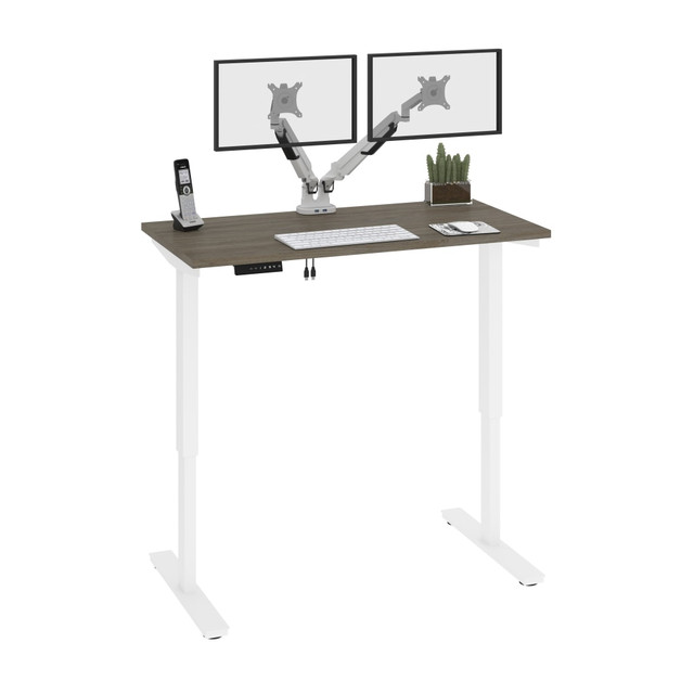 BESTAR INC. Bestar 19858-000035  Viva Electric 48inW Standing Desk With Dual Monitor Arms, Walnut Gray