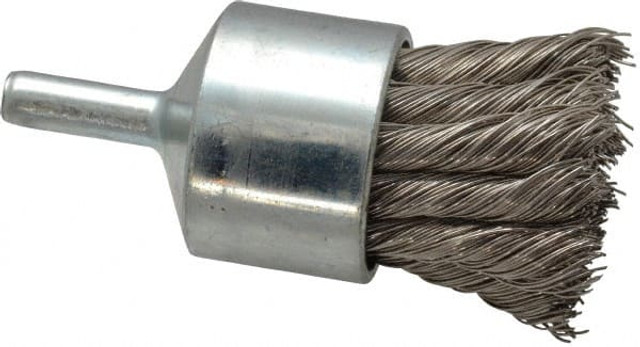 Weiler 90325 End Brushes: 1-1/8" Dia, Stainless Steel, Knotted Wire