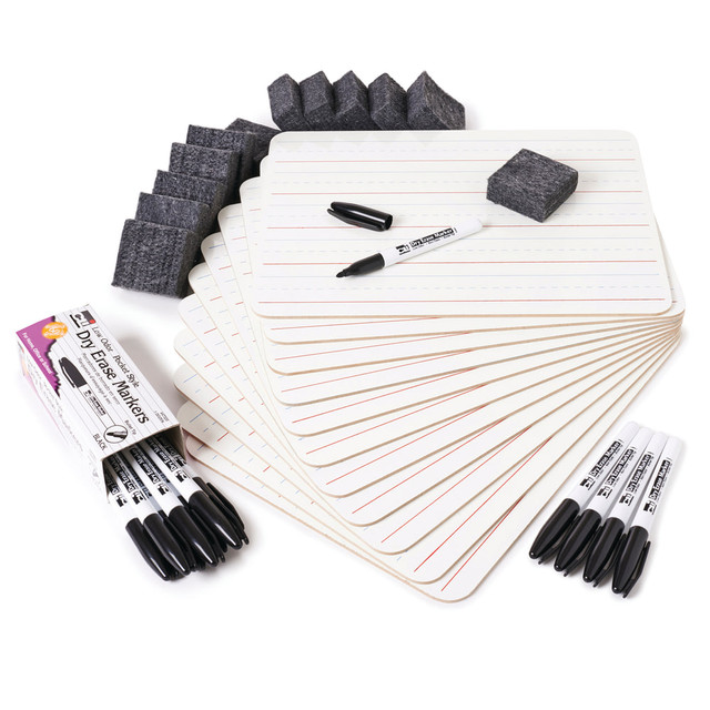 CHARLES LEONARD INC. CHL35025 Charles Leonard Dry Erase Classpack, Lined 1-Sided Boards, Markers & Erasers, Pack Of 12 CHARLES LEONARD INC. CHL35025 Charles Leonard Dry Erase Classpack, Lined 1-Sided Boards, Markers & Erasers, Pack Of 12