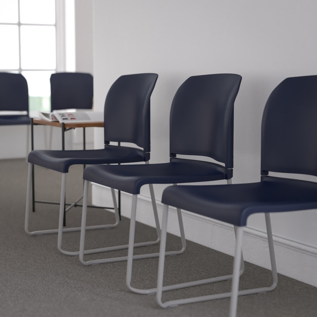 FLASH FURNITURE 5RUT238ANY  HERCULES Series Full-Back Contoured Stack Chairs, Blue/Gray, Set Of 5 Chairs