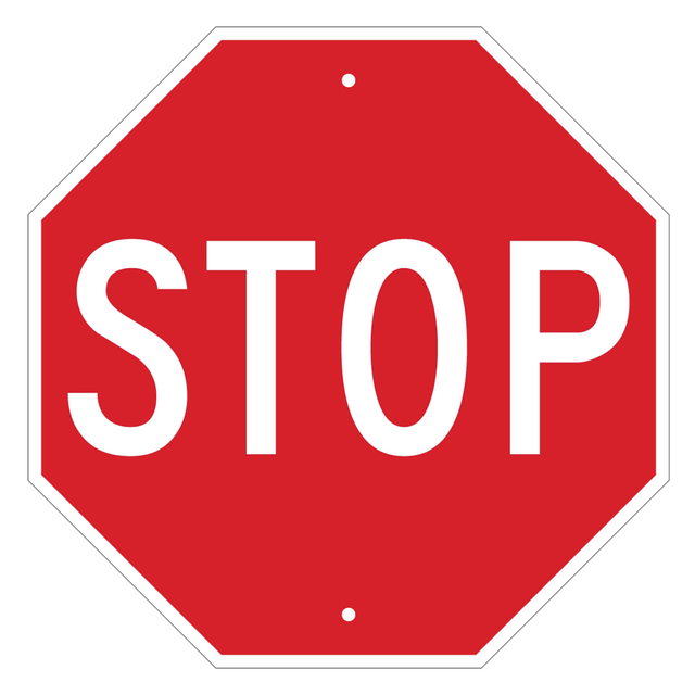 HID GLOBAL 262-113280 Brady "STOP" Sign, 18in x 18in, Red/White